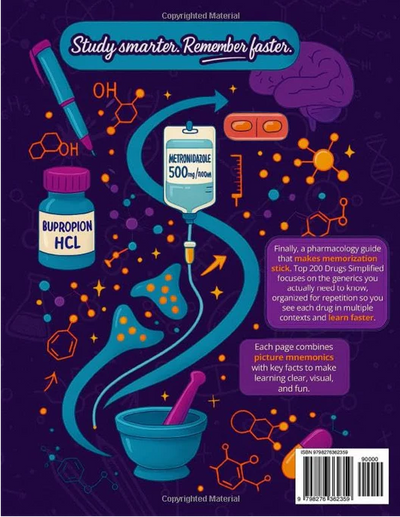 Top 200 Drugs: Pharmacology Coloring Book and Study Guide
